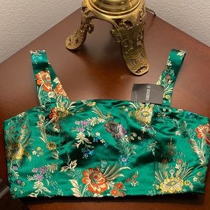 Forever 21 Emerald Satin Green Crop Top - size Small- NWT!